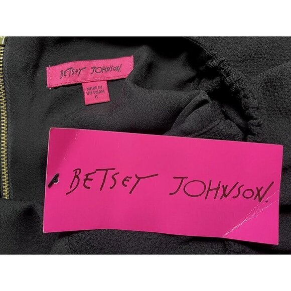 Betsey Johnson Black Sheath Flutter Short Sleeve Knee Length Dress Women’s 6 - Picture 11 of 15